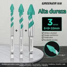 Kit 3 Brocas Excêntricas de Carbeto de Tungstênio -Super Longas e Ultra-Resistentes para Concreto, Porcelanato e Madeira
