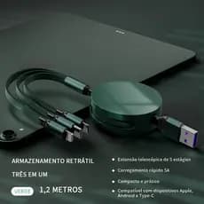 Cabo de carregamento rápido 3 em 1, carregamento super rápido de 100 W, cabo para carregar celular