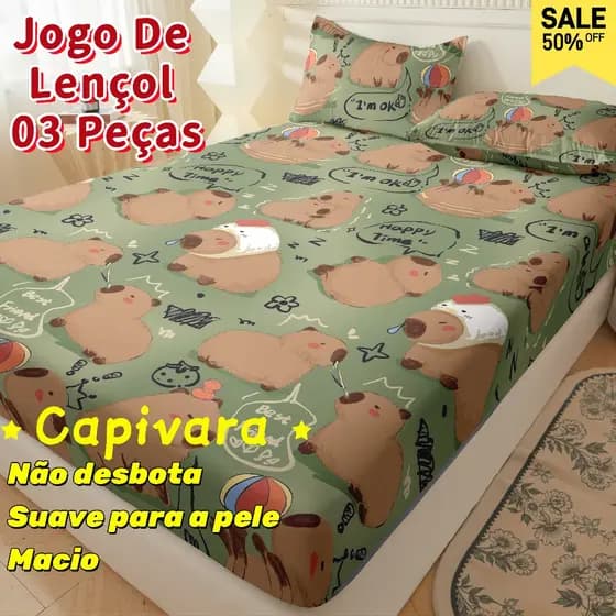 Jogo lençol Solteiro 2 peças/ Casal/ Queen 3 peças Lençol Elástico e Fronha Micropercal Estampado