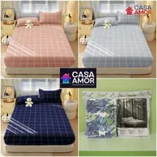 Jogo De Lençol 02 03 Peças SOLTEIRO/ CASAL/ QUEEN Percal  Estampado xadrez / rosa/ azul marinha / cinza