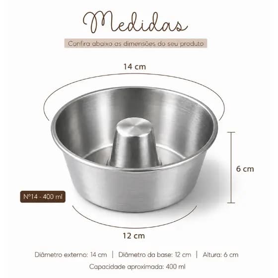 Forma Pudim Tamanho 14 Perfeita Forno Air Fryer Bolo Pudim Doces Aluminio Otima Qualidade