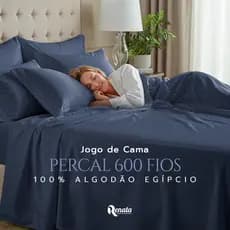 Jogo de Cama Percal 600 Fios 100% Algodão Egípcio Queen