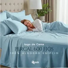 Jogo de Cama Casa Di Valle Percal 600 Fios 100% Algodão Egípcio Solteiro S/ Elástico 2 Peças