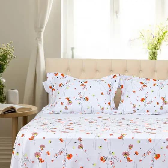 Jogo de Cama Estampado Percal 400 Fios 100% Algodão Egípcio Solteiro King Coleção Made in Italy