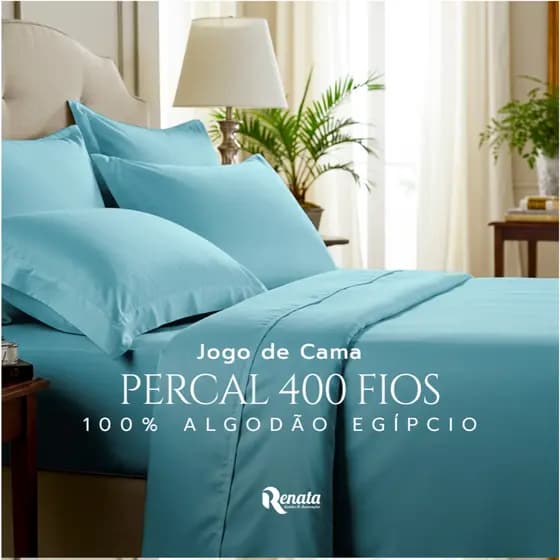 Jogo Cama 3 Peças Percal 400 Fios 100% Algodão Egípcio