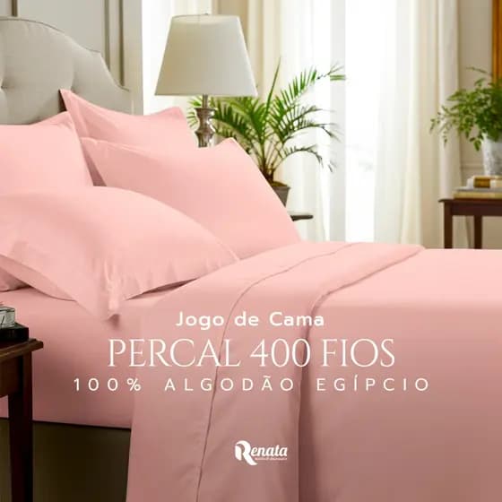 Jogo Cama Percal 400 Fios 100% Algodão Egípcio Solteiro King 2 Peças