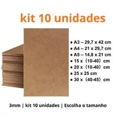 Madeira de Qualidade 10 Placas MDF Cru Multiuso para Quadros Decorativos e Fotos ULTRA
