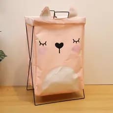 Cesto Organizador Roupa Dobrável Grande 35x55 Com Suporte