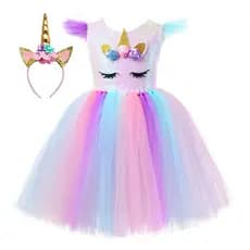 Vestido Fantasia Infantil Vestido de Princesa Estilo Unicornio 3d