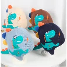 Gorro de Aba com Estampa Fofa de Dinossauro para o Inverno, Quente e à Prova de Vento para Meninos de 2 a 8 Anos