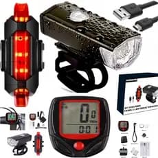 Farol Lanterna Bike Velocimetro com Fio Bicicleta Iluminação Recarregavel USB