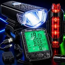 Velocímetro Cronômetro Bicicleta Luz Noturna Prova D'água Medidor Kit Farol Bike