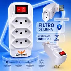 Filtro de Linha Benjamin Adaptador Tomada Bivolt Com Interruptor 110/220