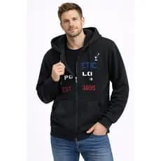 Jaqueta Masculino  De Moletom Polo Forrada Com Capuz  Modelo Canguru Com Ziper