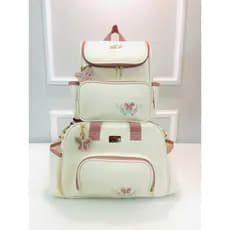 Kit Bolsa Maternidade Mochila de bebe Elen Borboleta Creme Arte e Companhia