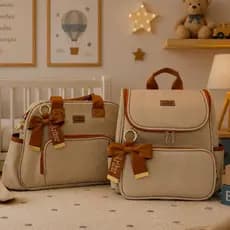Bolsa Maternidade e Mochila de Bebe Personalizada Menino com Nome no Laço Impermeável Premium