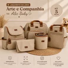 Kit Bolsa Maternidade 5 Peças Lançamento Exclusivo Arte e Companhia Impermeável Luxo
