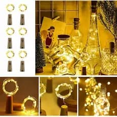 Kit 10/20 Rolha De Led Fio Fada Para Garrafa 2m 20 Leds Branco Frio Colorido Guirlanda Decoração