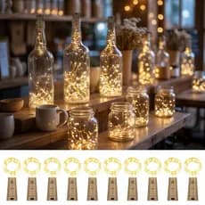 Kit 30/50 Rolha De Led Luz Fio Fada Luzes De Fada Luzes De Led 2m 20 Leds Garrafa + Baterias