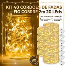 40 Unidades Fio Fada Cordão Luz Leds Díodo Emissor De Luz Reutilizável Segurança Leds Decoração