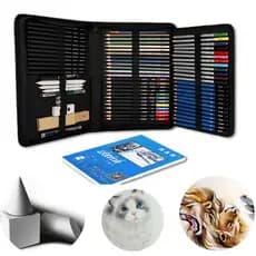 Estojo de Lápis para Desenho e Pintura Profissional 35 71 96 Peças com Sketchbook Grátis