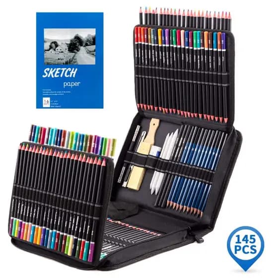 Estojo de Lápis De Desenho Arte Profissional 35 71 96 Peças  - Kit de Arte Completo
