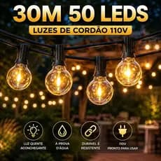 Varal de Luzes LED 30m50leds /15m25leds com Lâmpadas Impermeáveis para Decoração Externa