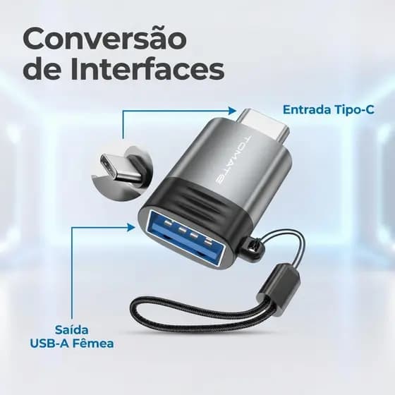 Adaptador USB-C Tomate MCB-058  Tipo-C Macho → USB 3.0 Fêmea • Alta Velocidade