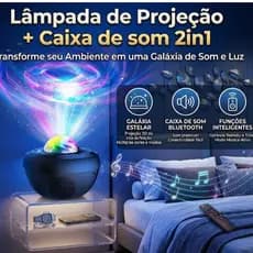 Lâmpada Projetor Galáxia com Caixa de Som Bluetooth – Modelo KA-L83