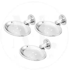 Kit 03 Saboneteira Parede Cromado Fixação Parede Aço Inox