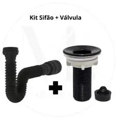 Kit Sifão + Válvula Lavatório 7/8" - Preto ABS
