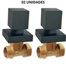 Kit 02 Registro De Pressão completo 3/4 Para Chuveiro 1416 De Parede DN 20 Preto