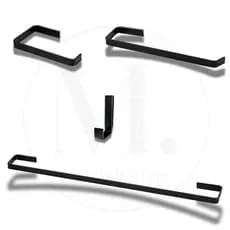 Kit Banheiro Quadrado Preto Fosco 4 Peças - Inox e Alumínio para Banheiro