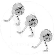 Kit Com 3 Cabides Duplo Para Banheiro Gancho Para Toalha Cor Prateado