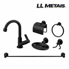 Kit de Acessórios para Banheiro Preto Fosco metal Inox 6 pç