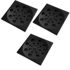 Kit 3 Ralo de Banheiro Preto 10x10 Inox Veda Cheiro Anti Insetos Quadrado Com Fechamento