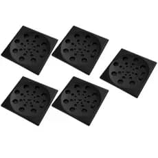 Kit 5 Ralo de Banheiro Preto 10x10 Inox Veda Cheiro Anti Insetos Quadrado Com Fechamento