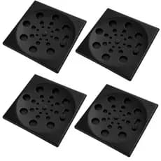 Kit 8 Ralo de Banheiro Preto 10x10 Inox Veda Cheiro Anti Insetos Quadrado Com Fechamento