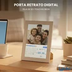 Porta-Retrato Digital 10.1 Pol Branco Touch SD Card USB Vídeo Música Som Moldura Digital Touchscreen