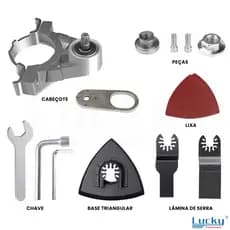 Kit Adaptador Esmerilhadeira Universal Multiuso Multifunção Oscilante Adaptador M10 Angular Lixa Corte