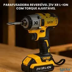 Kit Profissional Parafusadeira Maleta 21V XR L-ION Recarregável 2 Baterias Torque Ajustável Montagem