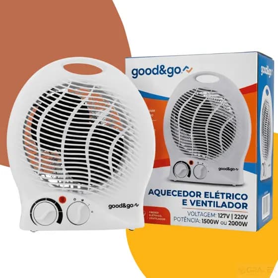 Aquecedor Elétrico Portátil 1500w 127V ou 220V 2000w Ventila e Aquece Compacto Com Termostato Good&Go
