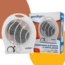 Aquecedor Elétrico Portátil 1500w 127V ou 220V 2000w Ventila e Aquece Compacto Com Termostato Good&Go
