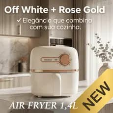 Air Fryer Gaabor 1,4L Compacta Sem Óleo 900W Antiaderente Fritadeira Elétrica Pequena Off White Rose Gold 127V 220V