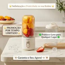 Mini Liquidificador Portátil Mixer USB Recarregável 2 Copos 350ml 280ml 4 Lâminas Inox Shake Suco Fitness Off White