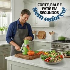 Ralador Multifuncional 3 em 1 Manual Corta Rala Fatia Legumes Queijo Verduras Rápido Cortador Rotativa Prático