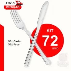 Jogo de Talheres Garfo Faca Mesa 72 Peças Kit Buffet Restaurante Faqueiro Premium Aço Inox