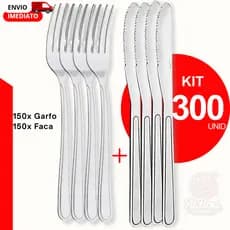 Kit 300/150/90 Peças - Talheres Garfo Faca Mesa Buffet Restaurante Faqueiro Premium Aço Inox