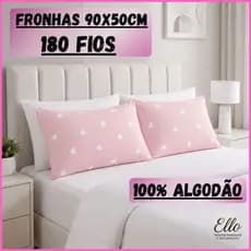 Par Kit 2 Fronhas Percal 180 Fios 100% Algodão 90x50cm Macia Resistente