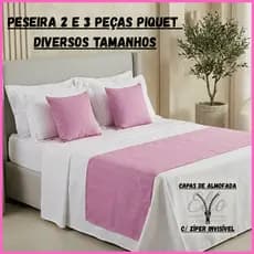Peseira + 2 Capas Kit Piquet | Solteiro / Casal/ Queen/ King/ Super King Elegância e Conforto!